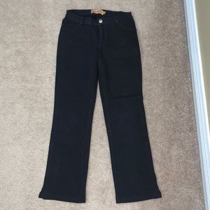 Black low rise capris with side slits